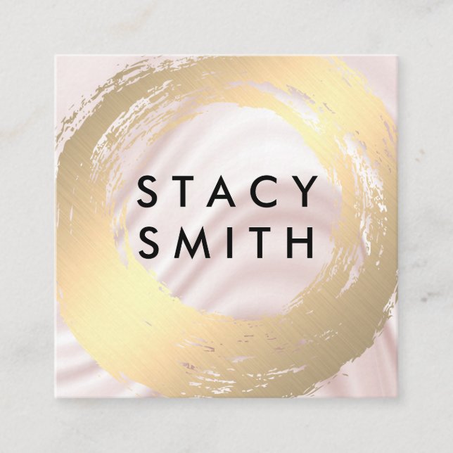 Cartão De Visita Quadrado Chic Faux Dourado Esmagado Drapage de Seda (Frente)