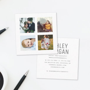 Cartão De Visita Quadrado Chic Fotográfico moderno do Instagram Grid
