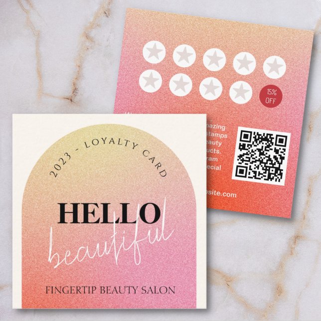 Cartão De Visita Quadrado Chic Glitter Makeup Beauty Nail Salon Loyalty Card (Criador carregado)