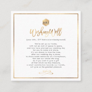 Cartão De Visita Quadrado Chic+Modern Dourado Script Wishing - Placas