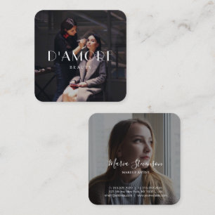 Cartão De Visita Quadrado Chic Professional 2 Fotografias a Preto e Branco