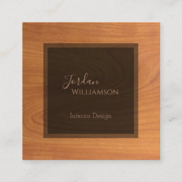 Cartão De Visita Quadrado Chic Profissional Simples De Grãos De Madeira Eleg