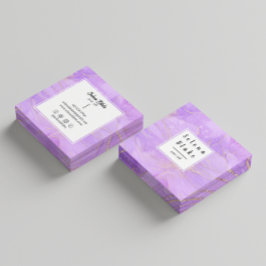 Cartão De Visita Quadrado Chic Purple Watercolor com aparência de tendência