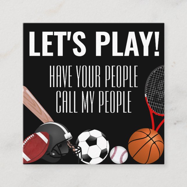 Cartão De Visita Quadrado Childs Playdate Sports (Frente)