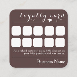 CARTÃO DE VISITA QUADRADO CHOCOLATE BROWN 10 PUNCH BUSINESS LOYALTY CARD