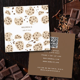 Cartão De Visita Quadrado Chocolate Chip Cookies Fazendo Código QR Mídia Soc
