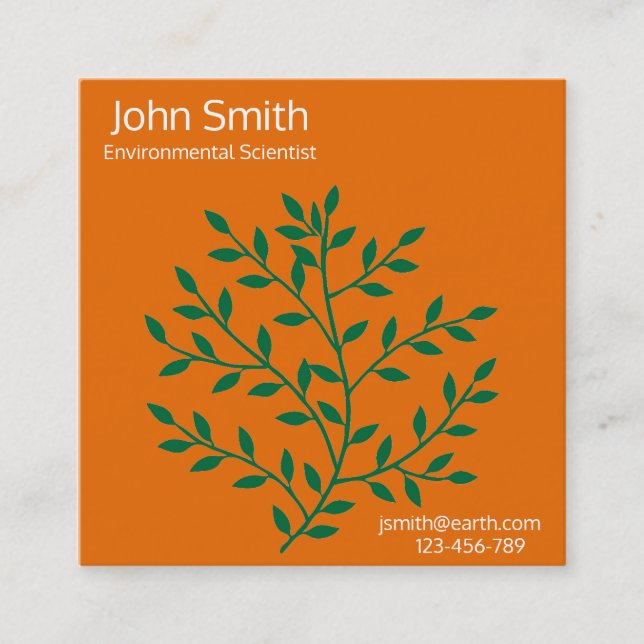 Cartão De Visita Quadrado Cientista ambiental ou ecologista (Frente)
