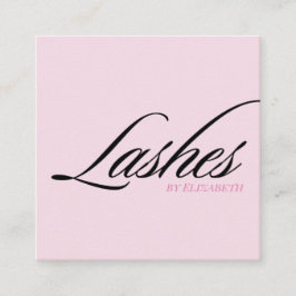 Cartão De Visita Quadrado Cílios Elegantes Rosa Bege Preto Script