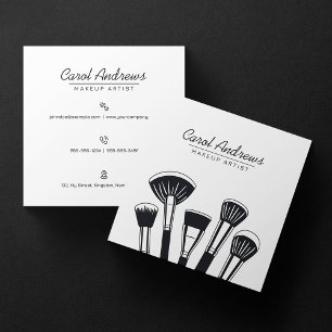 Cartão De Visita Quadrado Cílios Sobrancelhas Artista de Maquiagem Minimalis