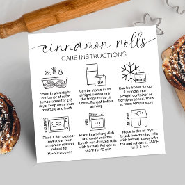 Cartão De Visita Quadrado Cinnamon Rolls Instruções para a padaria mínima de