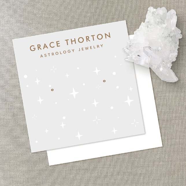 Cartão De Visita Quadrado Cinza Astrologia Estrelas Ouvindo Jewelry Display  (Criador carregado)
