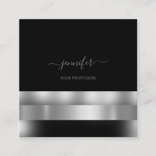 Cartão De Visita Quadrado Cinza Black White Makeup Artier Influencer Silver