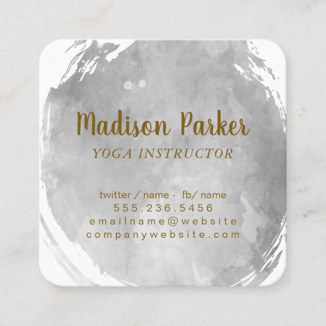 Cartão De Visita Quadrado Cinza Contemporânea Molho Bruto (Frente)