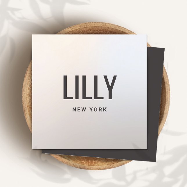 Cartão De Visita Quadrado Cinza de Prata Elegante Moderna (Criador carregado)