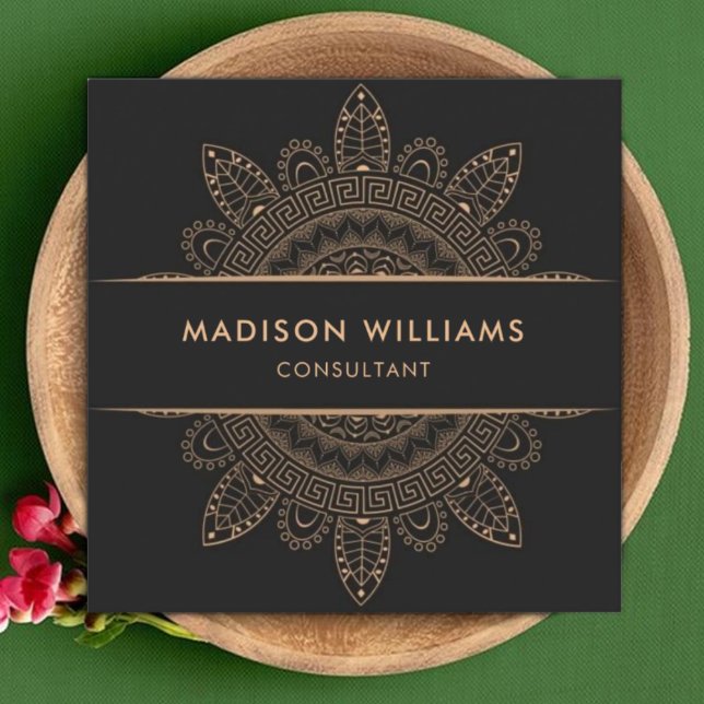 Cartão De Visita Quadrado Cinza Escura Personalizada, Profissional de Pêsseg (Custom Dark Grey Brown Pink Peach Professional Square Business Card)