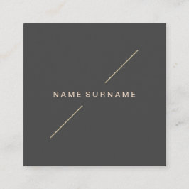 Cartão De Visita Quadrado Cinza escuro minimalista moderno Dourado