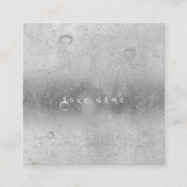 Cartão De Visita Quadrado Cinza Prata Cinza Água-Linhas