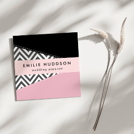 Cartão De Visita Quadrado Cinza Zigzag, Cinza Chevron, Zigzag Patterno, Rosa