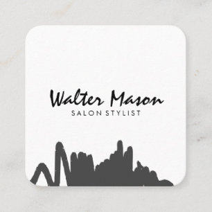 Cartão De Visita Quadrado Cinzas Brutas Artísticas