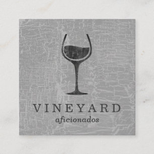 Cartão De Visita Quadrado Cinzas da textura com vidro de vinho