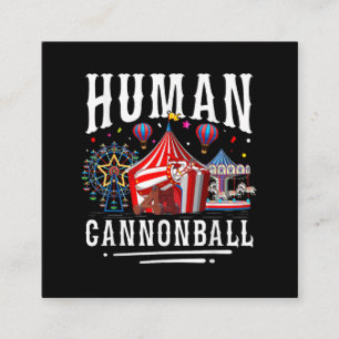 Cartão De Visita Quadrado Circo de Canhão Humano Carnaval