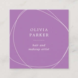 Cartão De Visita Quadrado Círculo Abstrato branco  Lavanda