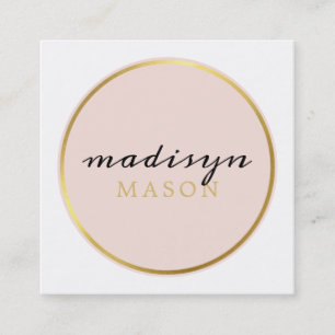 Cartão De Visita Quadrado Círculo da PLACA de CHAMADA borda chic cor-de-rosa