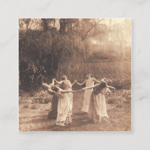 Cartão De Visita Quadrado Círculo De Bruxas Vintage Mulheres Dançando