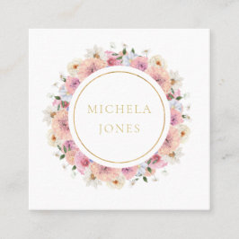 Cartão De Visita Quadrado Círculo de Designer Elegante das Mulheres Florais