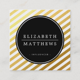 Cartão De Visita Quadrado Círculo de MÍDIA SOCIAL borda branca brilhante