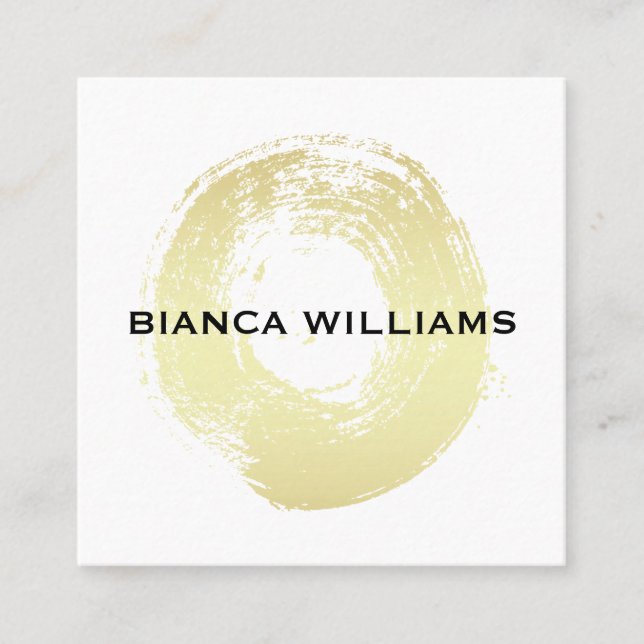 Cartão De Visita Quadrado Círculo Dourado Elegante (Frente)