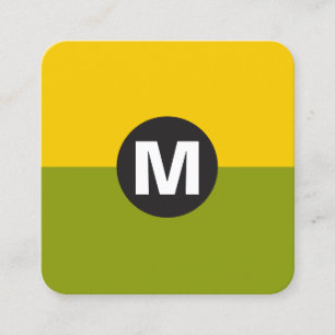 Cartão De Visita Quadrado Círculo Monograma à Vista - Dois Tom 02