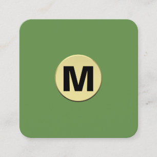 Cartão De Visita Quadrado Círculo Monograma Dourado 3d - Verde