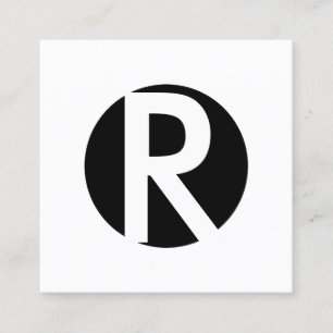 Cartão De Visita Quadrado Círculo preto inicial corajoso do monograma míni