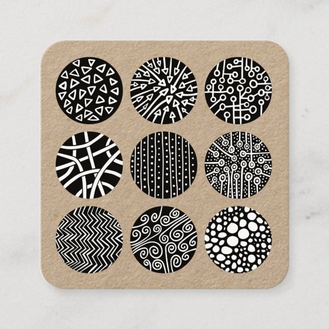 Cartão De Visita Quadrado Círculos decorados (Frente)