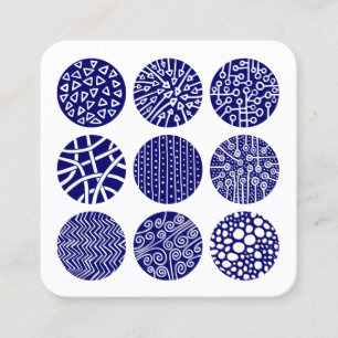 Cartão De Visita Quadrado Círculos decorados - Azul escuro