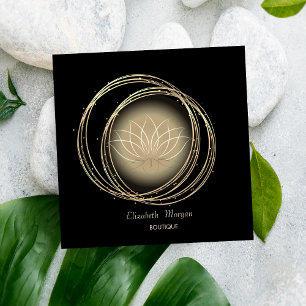 Cartão De Visita Quadrado Círculos Dourados Elegantes Modernos Lotus