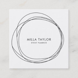 Cartão De Visita Quadrado Círculos preto e branco modernos minimalistas simp