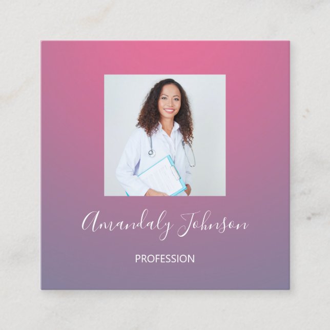 Cartão De Visita Quadrado Cirurgia de Enfermeiro Foto Personalizada de Saúde (Frente)