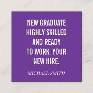 Cartão De Visita Quadrado Citação em negrito roxa