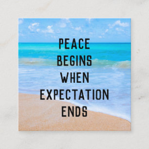 Cartão De Visita Quadrado Citação Inspiracional com Cena de Praia Tropical