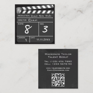 Cartão De Visita Quadrado Clapperboard de Filme Personalizado