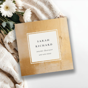 Cartão De Visita Quadrado Clássica, Beige, Dourada, Textura