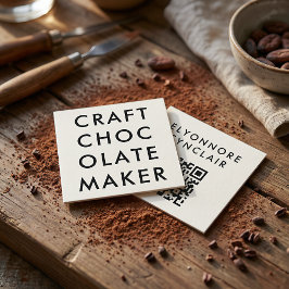 Cartão De Visita Quadrado Clean Minimal Craft Chocolate Maker QR Code Square