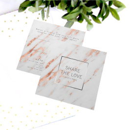 Cartão De Visita Quadrado Cliente de mármore de prata Dourado cor-de-rosa na