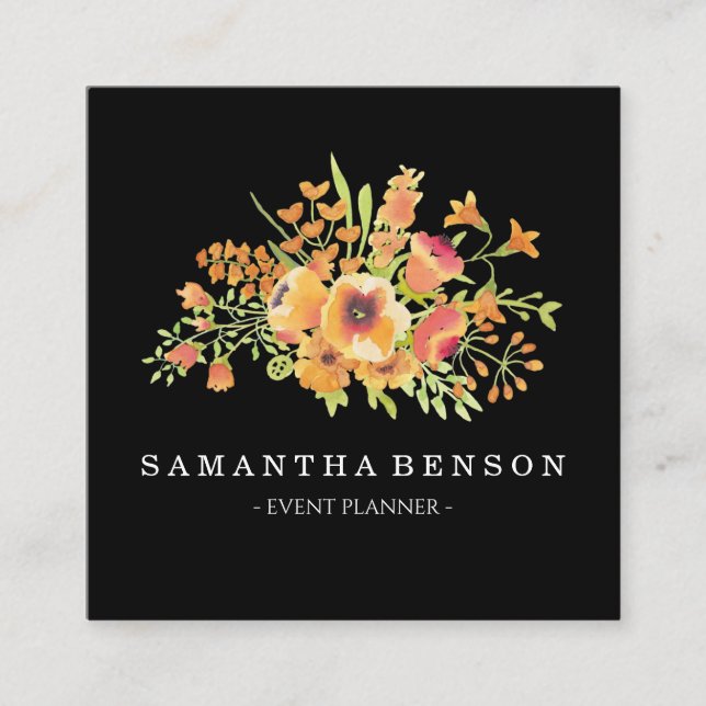 Cartão De Visita Quadrado Clorideira Clássica Negra Moderna Personalizada (Frente)