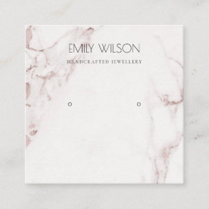 CARTÃO DE VISITA QUADRADO COBRE BLUSH PINK MARBLE STUD EARRY LOGO DE EXIBIÇ