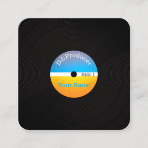 Cartão De Visita Quadrado Cobrir profissional retro da produção do músico