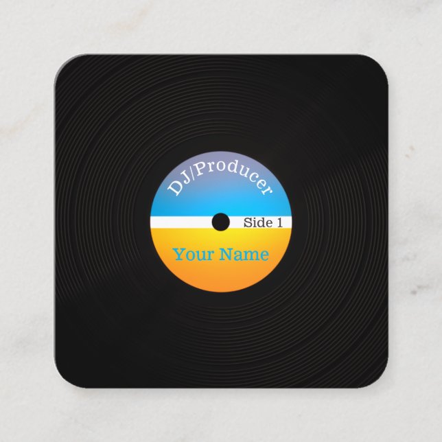 Cartão De Visita Quadrado Cobrir profissional retro da produção do músico do (Frente)