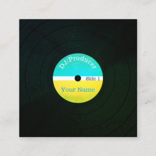 Cartão De Visita Quadrado Cobrir profissional retro da produção do músico do